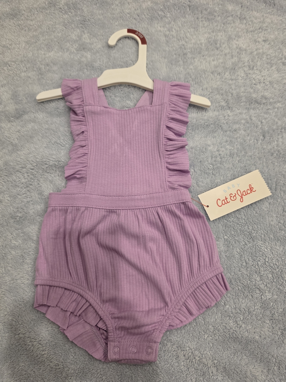 Cat & Jack Lavender Ribbed Ruffle Romper